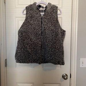 Reversible Sherpa and plaid vest